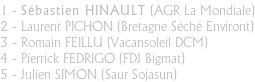 1 - Sébastien HINAULT (AGR La Mondiale) 2 - Laurent PICHON (Bretagne Séché Environt) 3 - Romain FEILLU (Vacansoleil DCM) 4 - Pierrick FEDRIGO (FDJ Bigmat) 5 - Julien SIMON (Saur Sojasun)